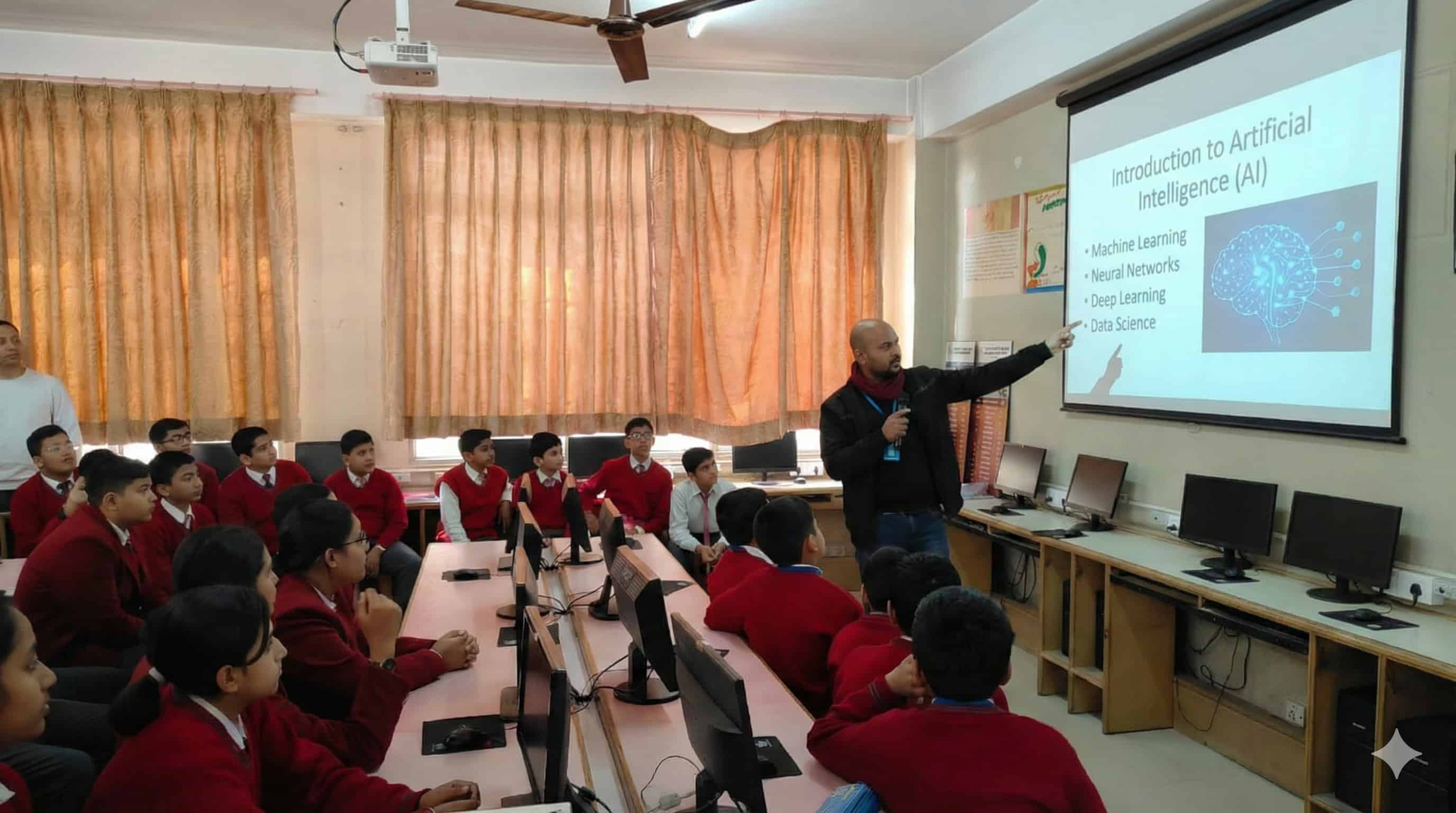 Students learning AI at DAV School